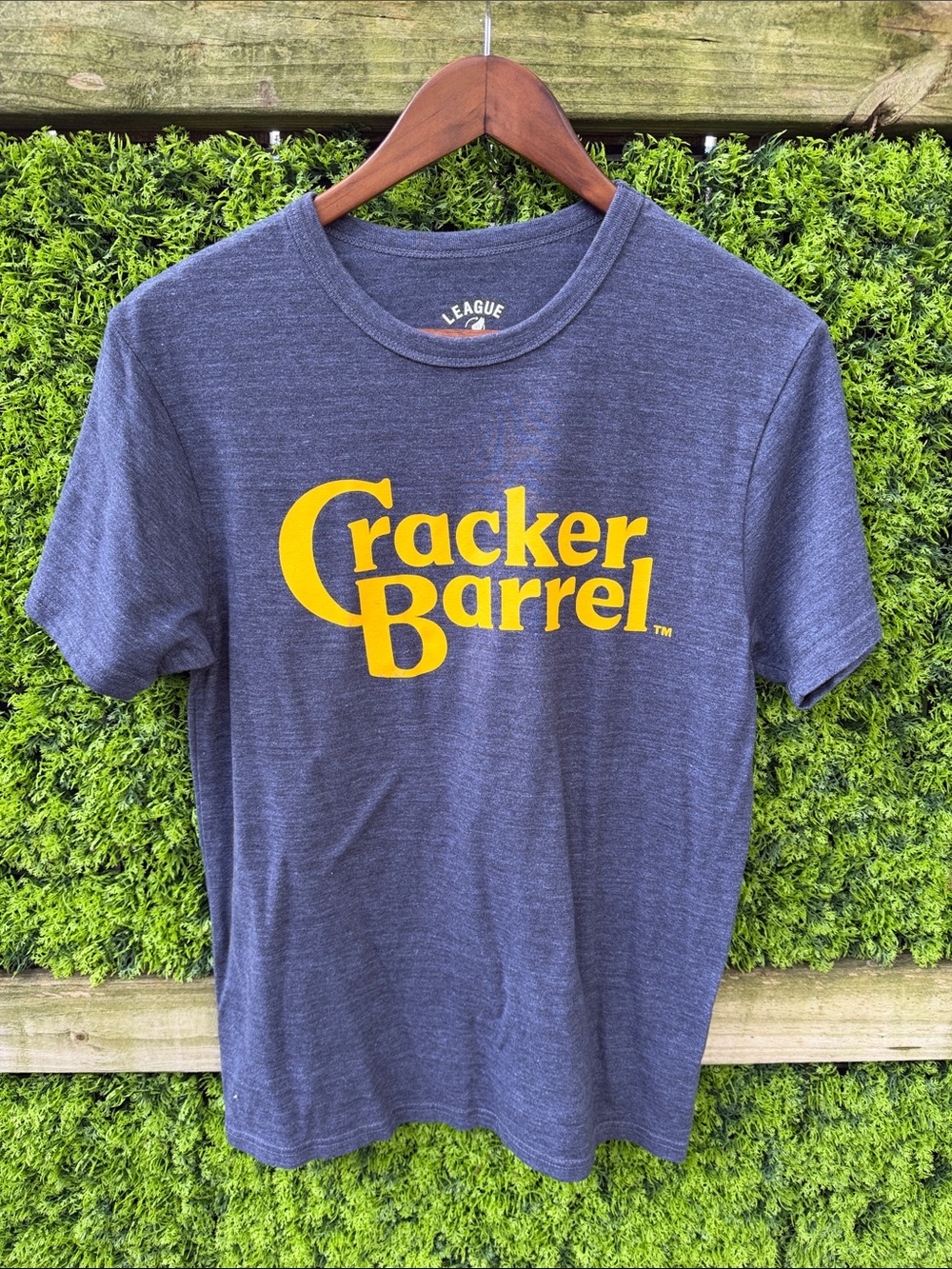 League Cracker Barrel NavyTee with Yellow Logo